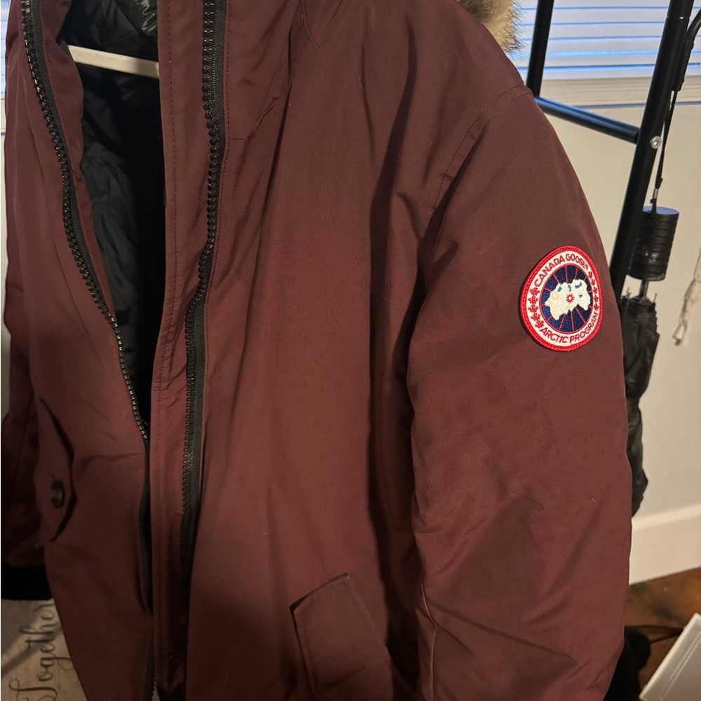 Burgundy Canada Goose winter jacket